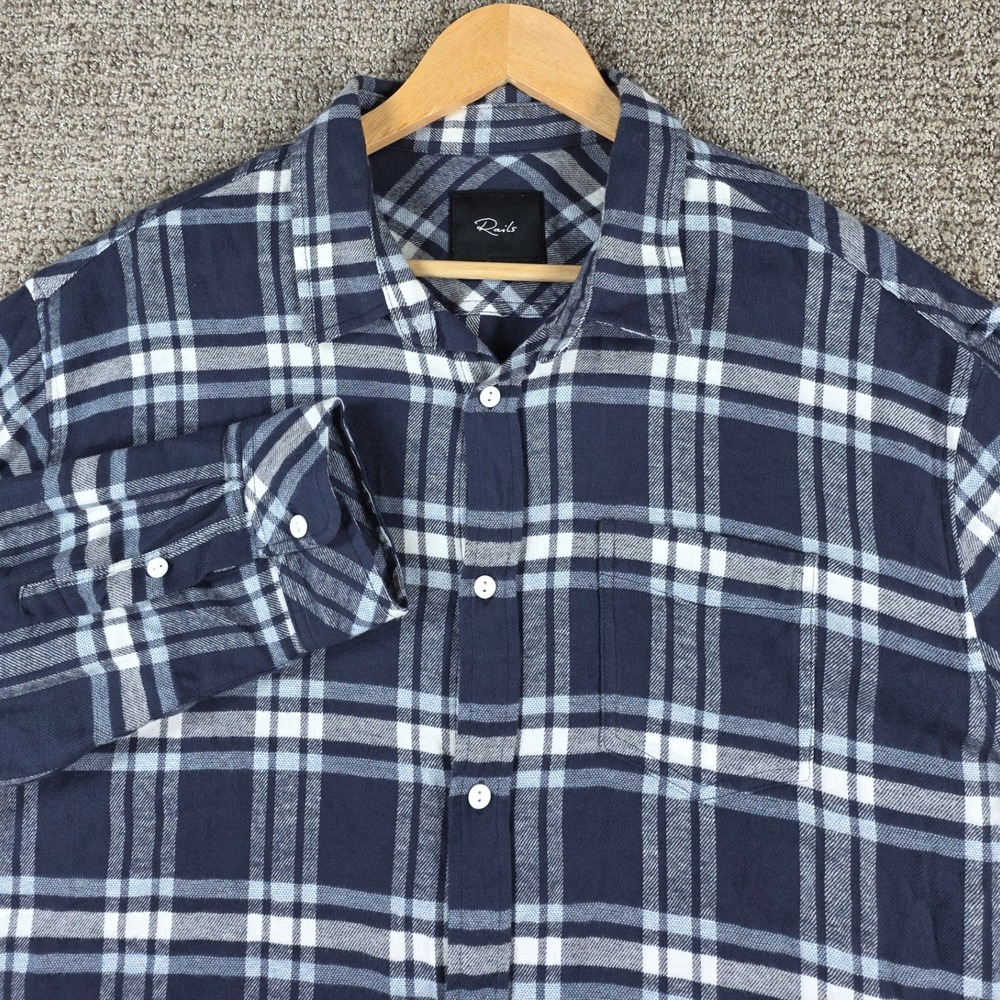 Rails Mens XL Brushed Lennox Flannel Plaid Button Down Shirt Blue White